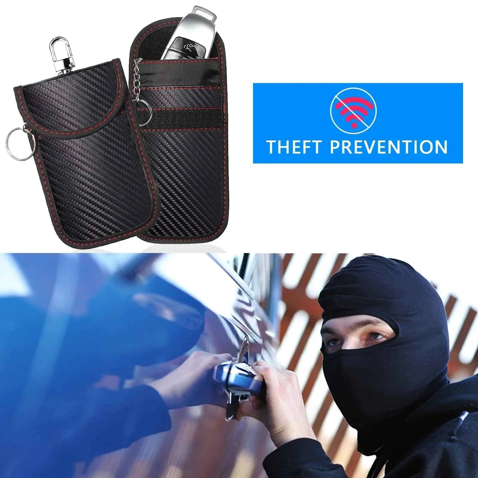 Faraday Bag for Key Fob Cage Protector Car RFID Signal Blocking Key Fob Protector Anti-Theft Pouch Double-Layers of Carbon Fiber