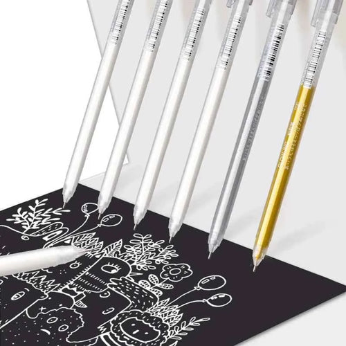 3 Pieces/Set Creative White Ink Gel Pen 0.6mm Highlight Marker Pen for Student Stationery Drawing Art Writing School Supplies