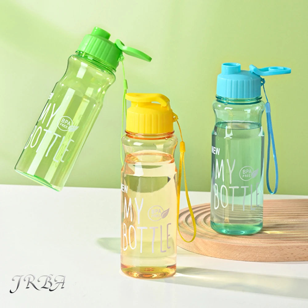550ml Portable Plastic Water Bottle, Transparent Water Cup, Clamshell With Rope Design, Suitable For Fitness, Office, Outdoor