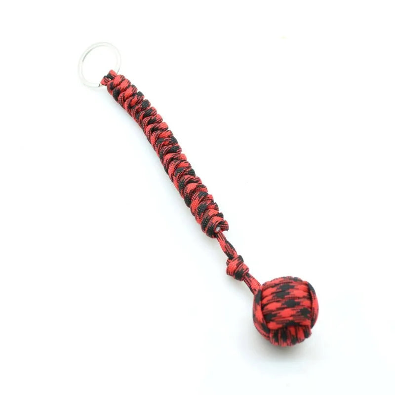 Emergency Escape Parachute Rope Woven Steel Ball Self-defense Ball Hand Woven Multifunctional Parachute Rope Woven Keychain