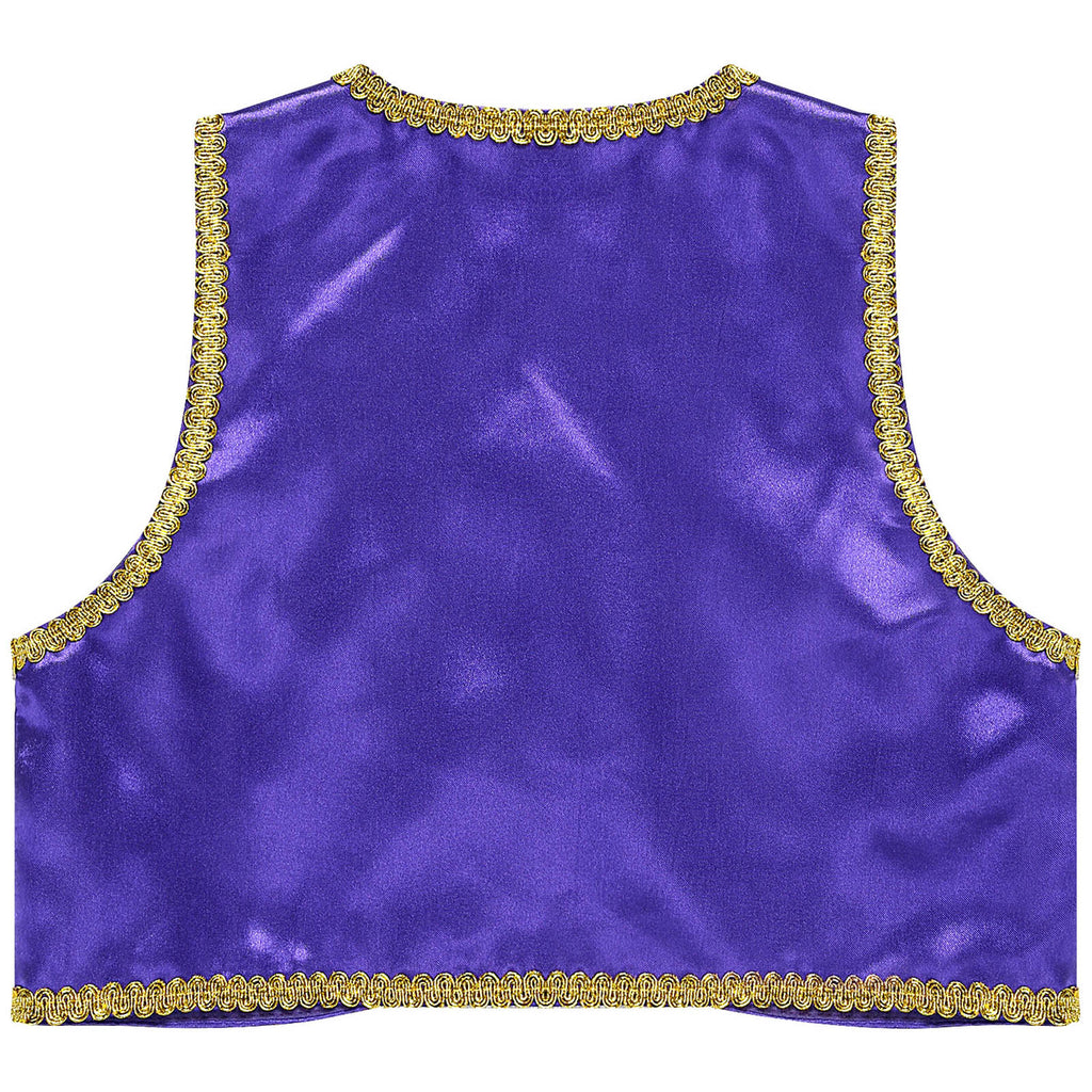 Children Boys Arabian Prince Costume Genies Vest Open Front Golden Genies Waistcoat for Party Halloween Cosplay Fancy Dress Up