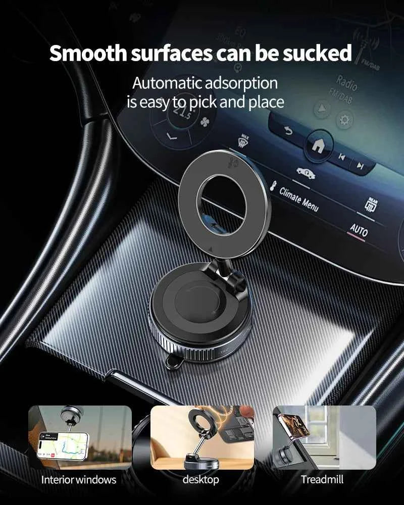 Rotating Folding Magnetic Phone Holder Vacuum Suction Mag Stand for Car Navigation Gym Kitchen - Universal GPS Streaming Bracket