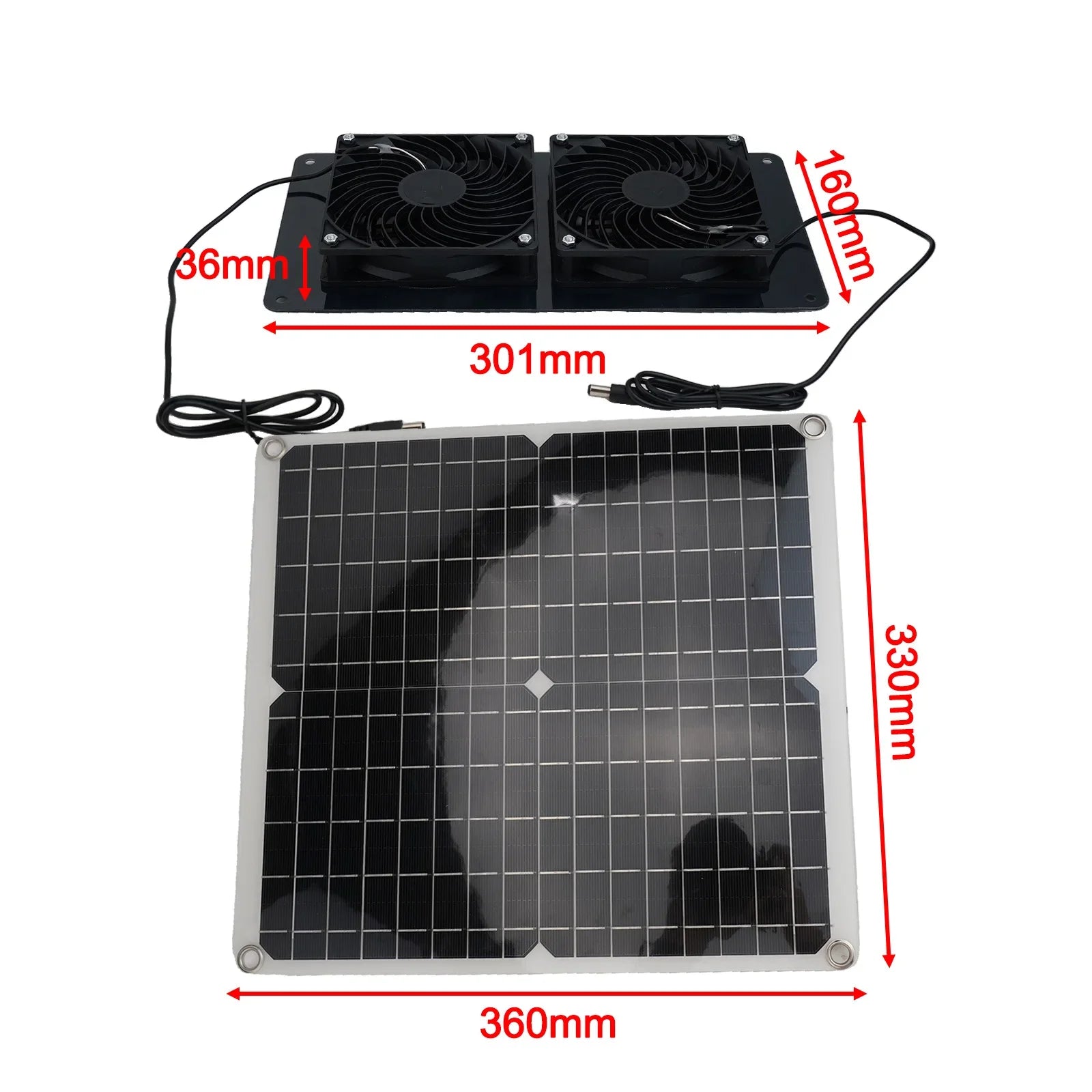 Cooling W Solar Panel Fan Outdoor Solar Exhaust Fan RV W Solar Panel Durability Greenhouses Exterior Laminated Chicken Coops