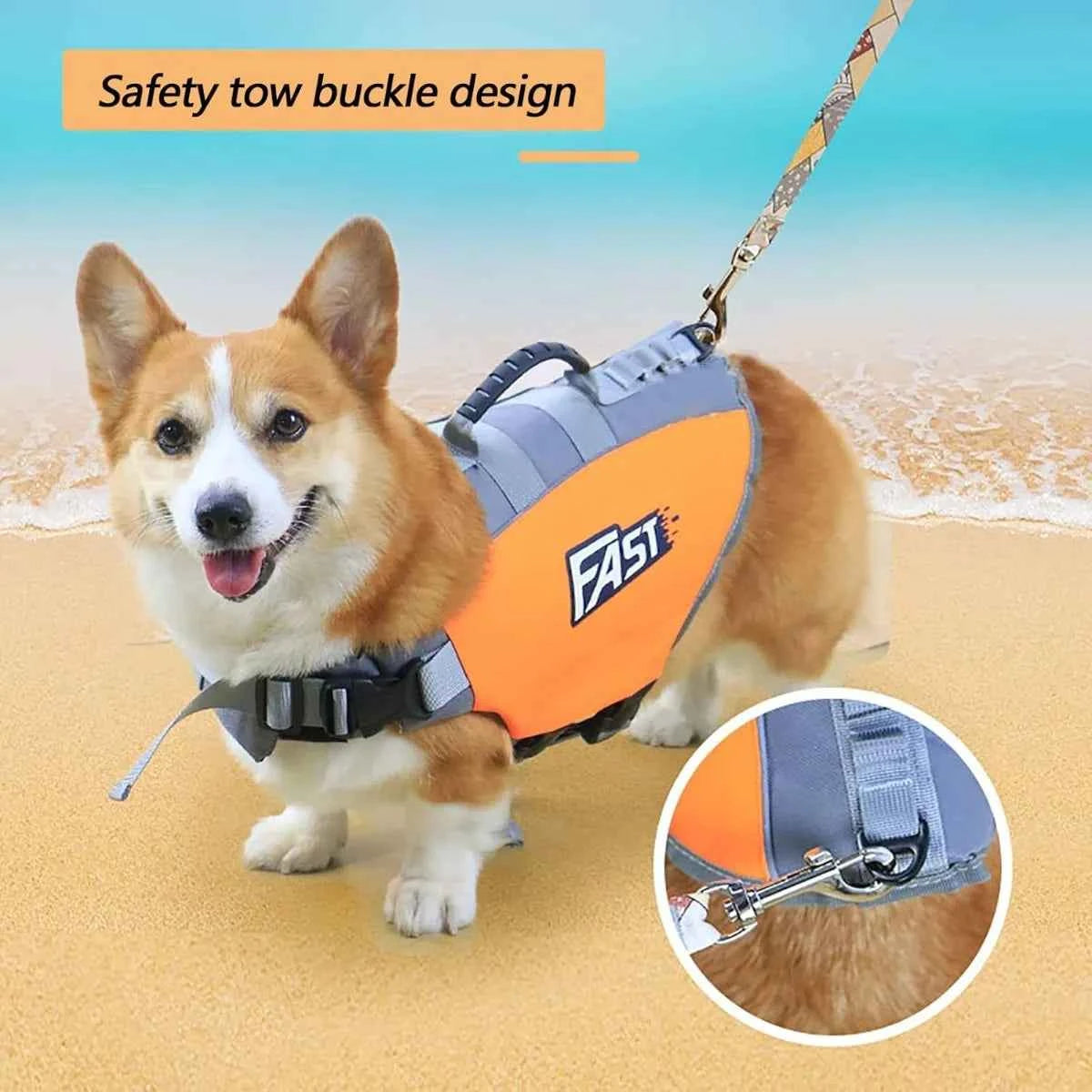 Pets Floatation Vest Adjustable Ripstop Safety Dog Swimsuit for Summer Beach Surfing Training Essential Dog Life Jacket Supplies