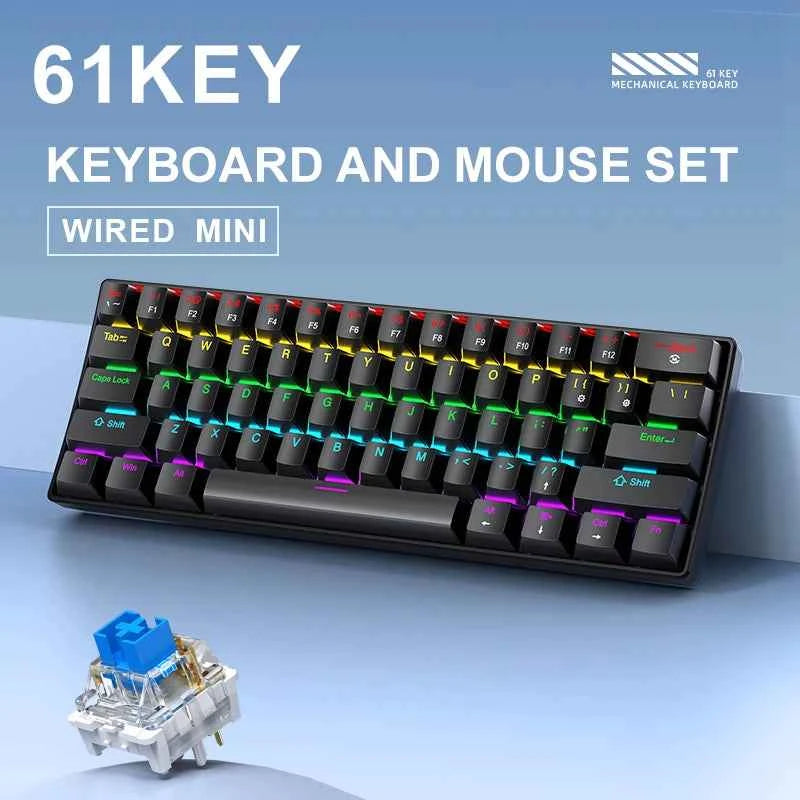 60% Mechanical Gaming Keyboard 61 Keys RGB Backlit