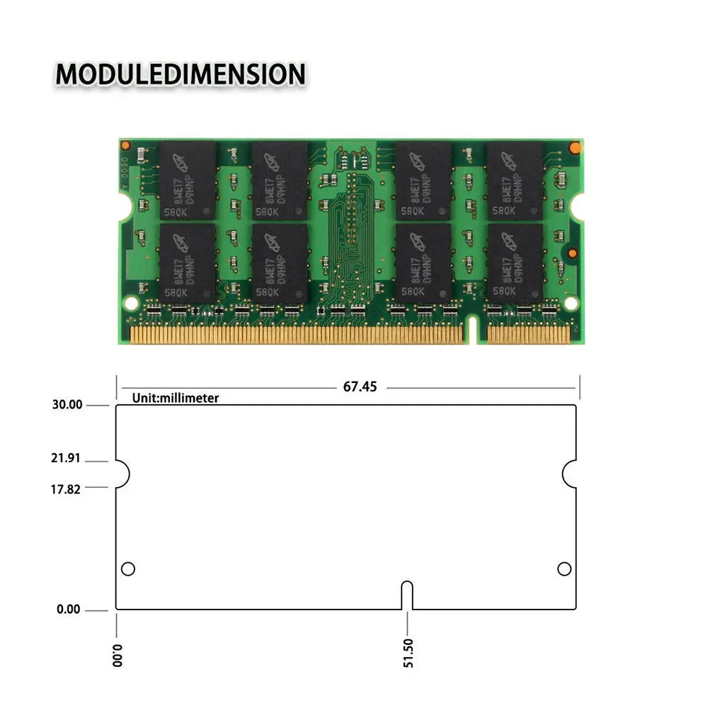 Crucial Memoria Laptop RAM DDR2 2GB 4GB (2x2GB) 667MHz 800MHz Memory SODIMM PC2-5300 PC2-6400 Non-ECC Unbuffered For Notebook