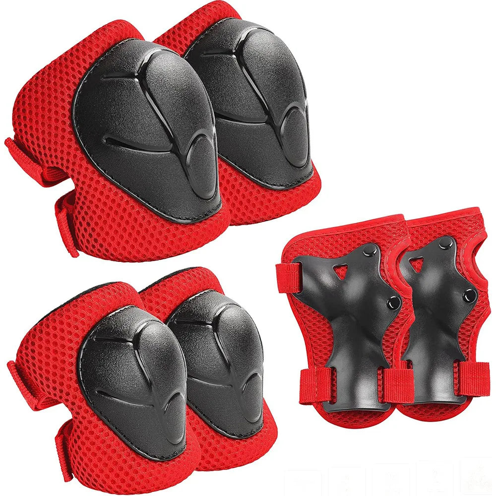 Kids/Youth Knee Pads and Elbow Pads Set with Wrist Guards for 4-16 Years Skateboard Roller Skating Skiing Rollerblading Cycling