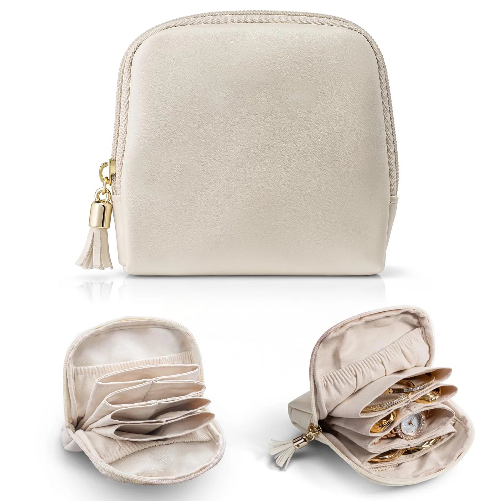 Portable Jewelry Bag Large Capacity Multiple Pockets Jewelry Organizer Bags Classified Jewelry Protective Case Coin Purse