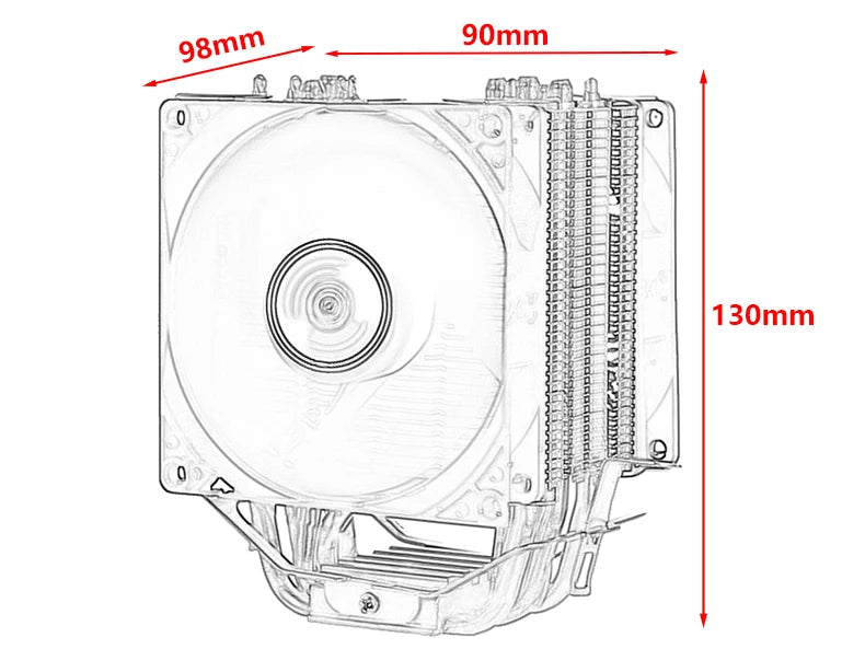 CPU Efficient Cooler Fan 90mm 4pin/PWM PC Tower Type Radiator 2/4/6 Heat Pipe Install LGA2011 X79 X99 115x 1200 1700 AMD AM3 AM4