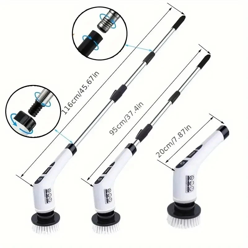 Electric Spin Scrubber Cleaning Set With Extension Handle