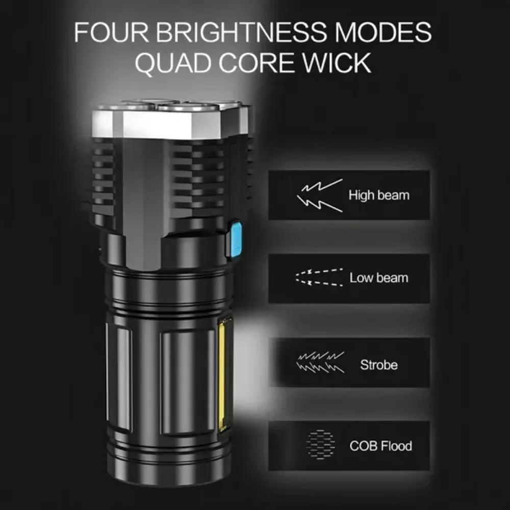 Versatile LED High-Beam Flashlight USB Rechargeable Outdoor Portable Enhancing Torch Outdoor Hiking and Exploration Experience