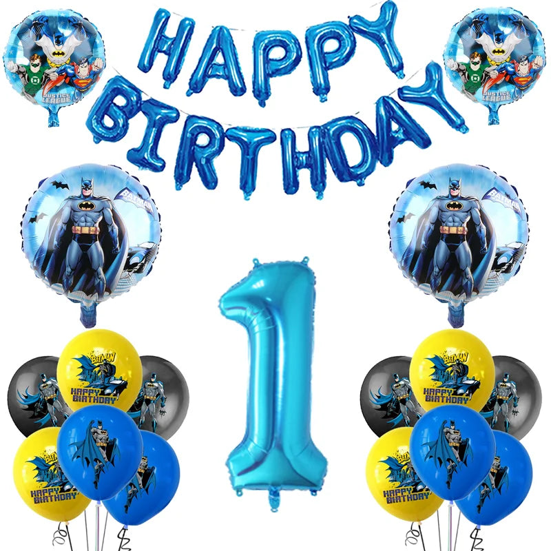 Party Tableware The Dark Hero Cartoon Boys Balloons Birthday Party Decoration Plate Cup Napkins Balloons Baby Shower Supplies