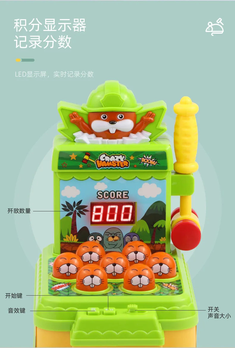 Whack A Mole Challenge Scoring Party Games Toys Electric Two Person Battle Table Games with Lights Music Cartoon Desktop Toys