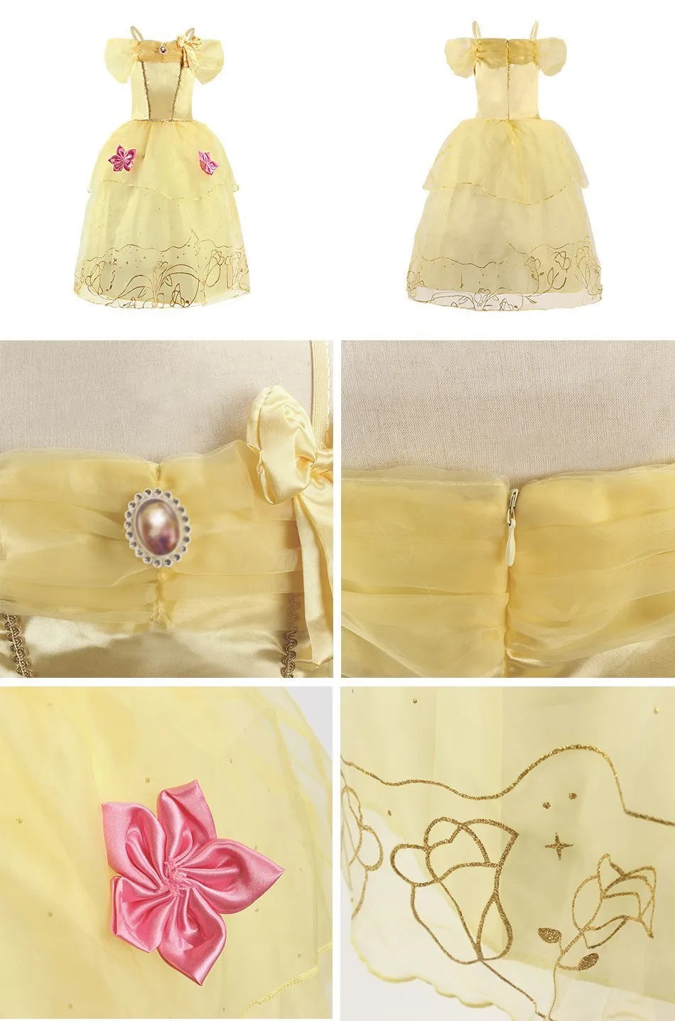 Girl Princess Cinderella Dress Elsa Anna Mermaid Jasmine Belle Snow White Costume Girls Birthday Party Halloween Dress 2-10 Year