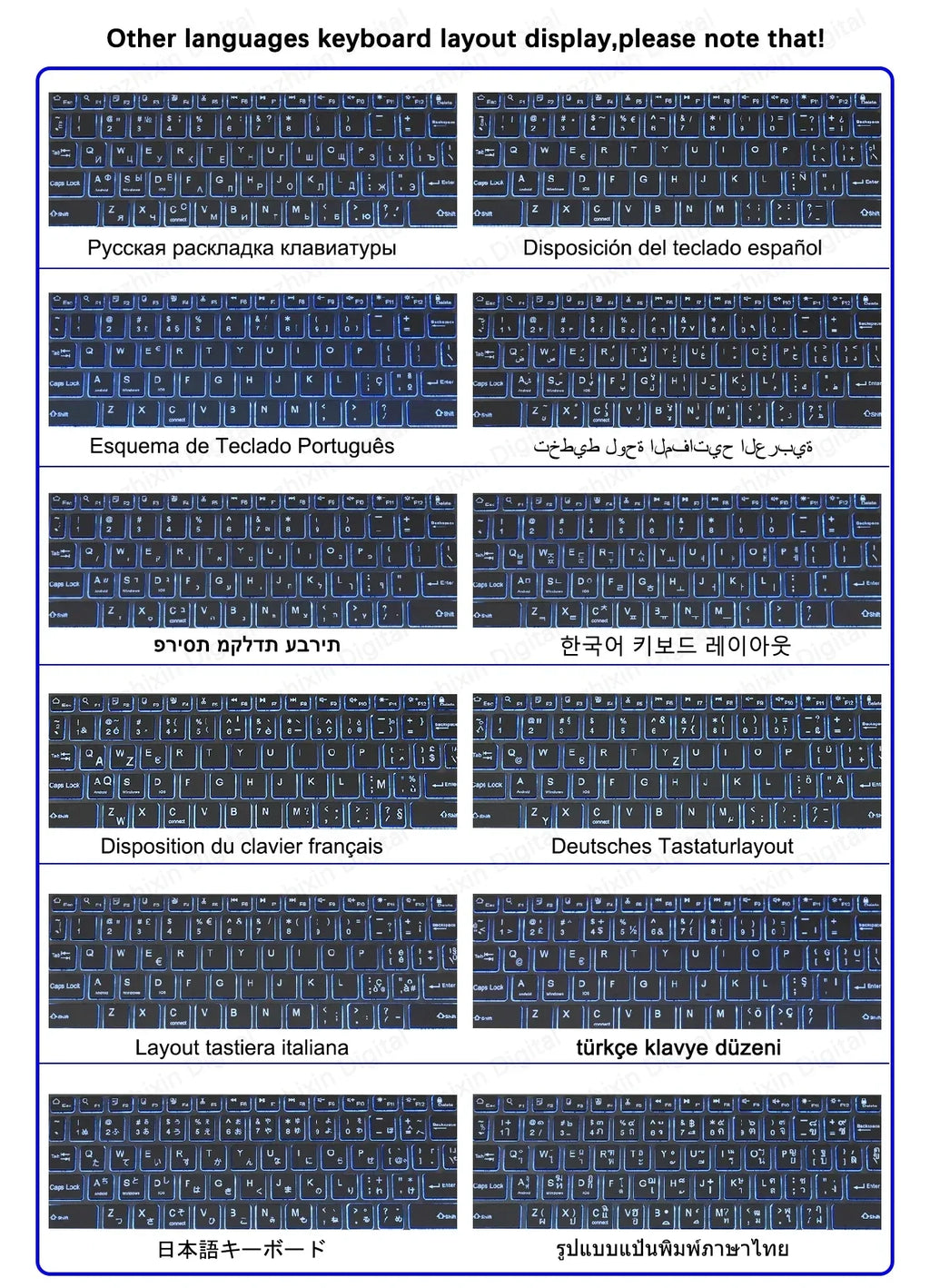 Mini Backlit RGB 10inch Bluetooth Keyboard Wireless Mouse Rechargeable for Spanish Russian Hebrew Korean French Arabic Portugal