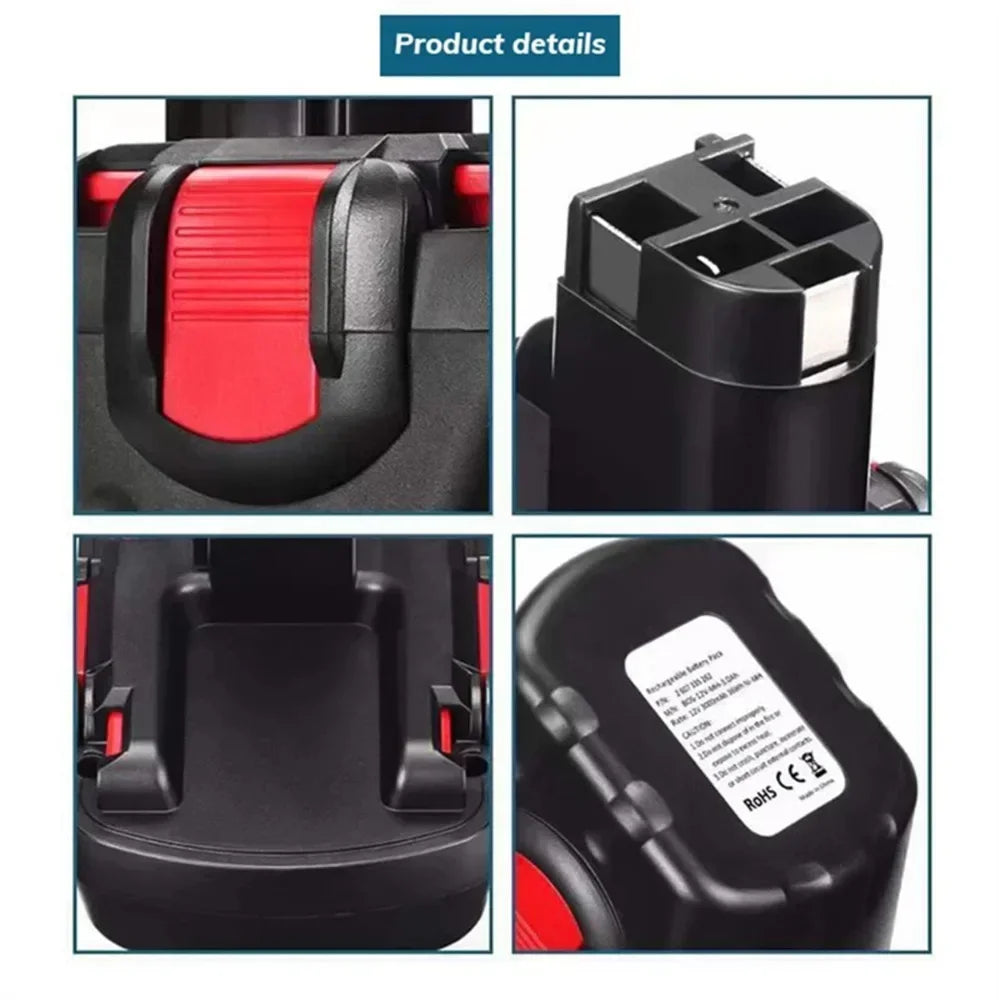 12V Screwdriver Battery Rechargeable 12V 12800mAh For Bosch PSR BAT043 BAT045 BAT046 BAT049 2607335273 2607335274