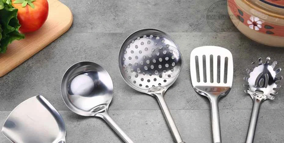 6 Pieces Kictche Cooking Utensil Set Stainless Steel Cookware Set with Organizer Holder Stand Kitchen Cooking Tools