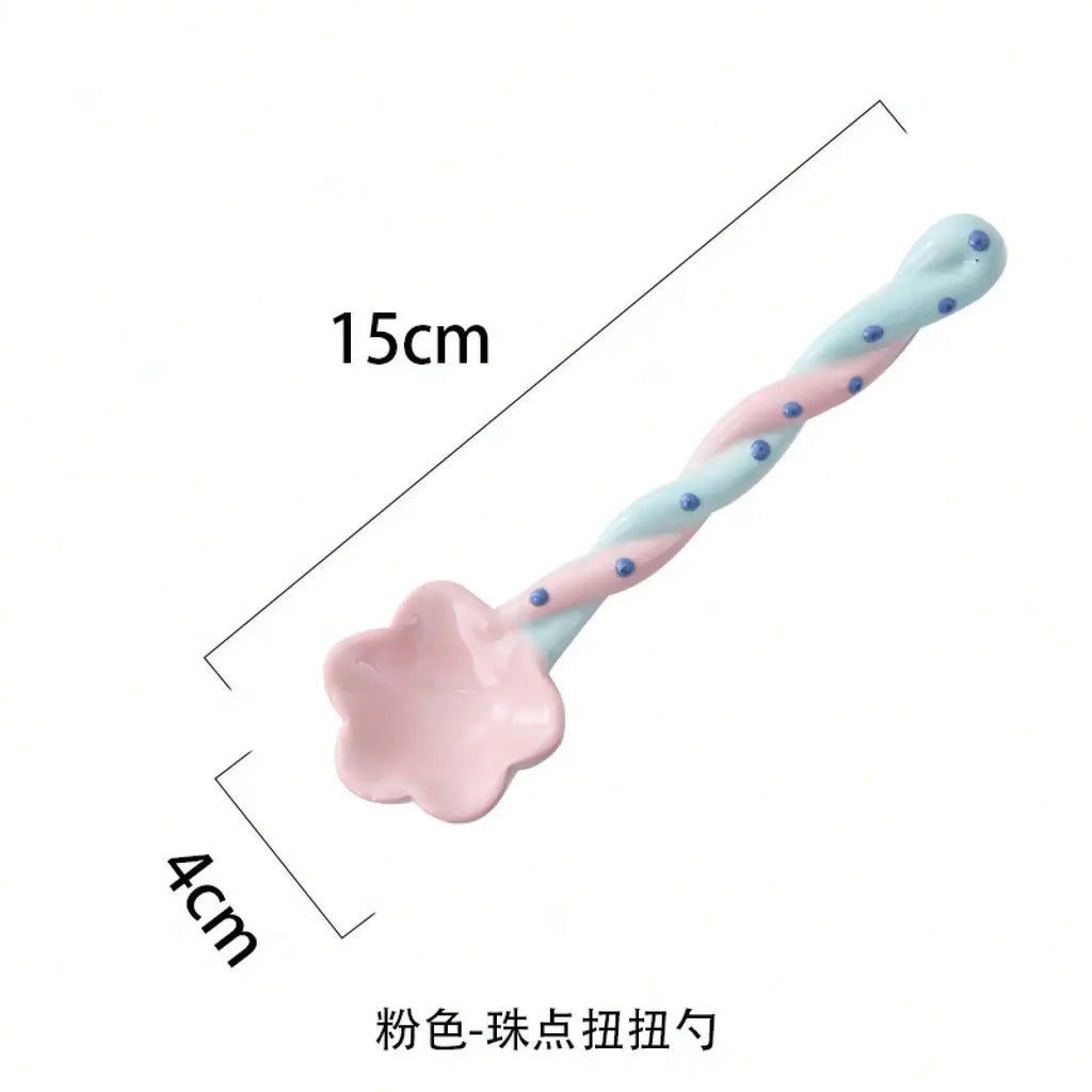 Ceramic Long-Handled Spoon For Home Use, High Aesthetic Value, Cute Ins-Style Stirring Spoon, Coffee Spoon, Girly Spoon, Suitable For Graduation Gifts, Daily Use, And Holiday Presents.