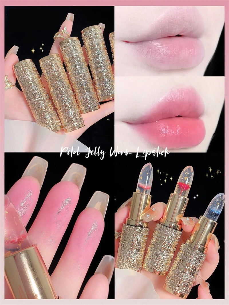 Moisturizing Flower Transparent Lipstick Temperature Color Changing Lip Balm Long Lasting Jelly Lipstick Lips Care Makeup 1pc