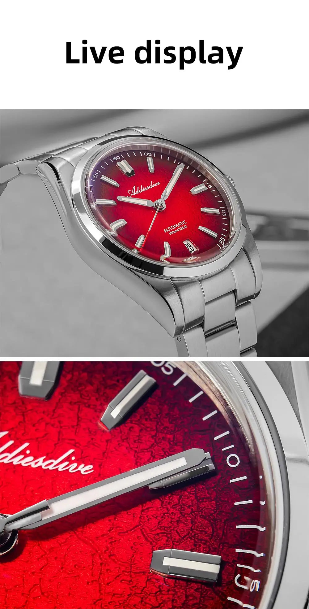 ADDIESDIVE Automatic Watch for Men Dress Mechanical Wristwatch Waterproof 100M Stainless Steel Luxury NH35 Automatic Watches Man