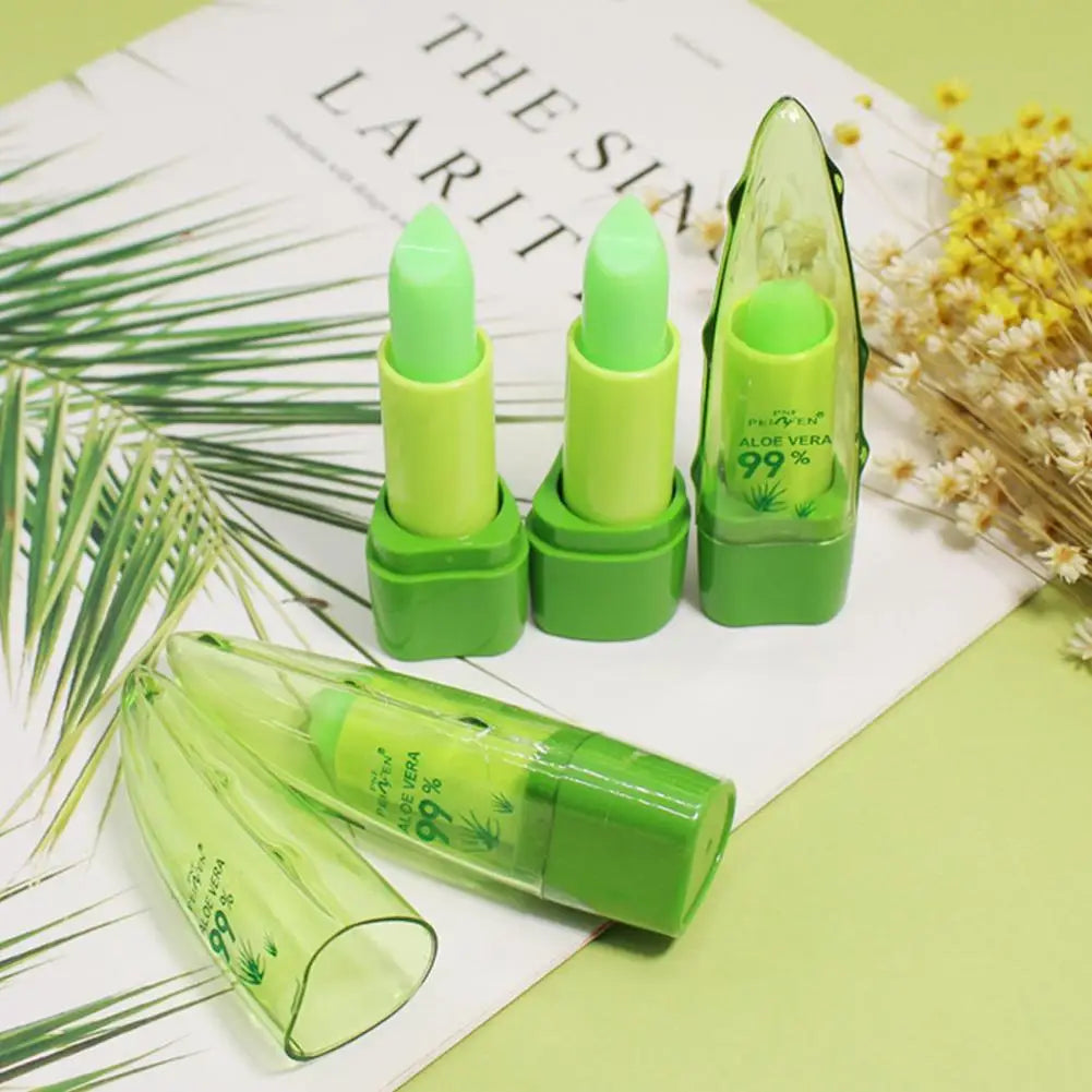 2pcs Aloe Vera Lipstick,Long Lasting Lip Care Nutritious Plumper Lip Balm,Moisturizer Color Changing Jelly Lip Gloss Makeup