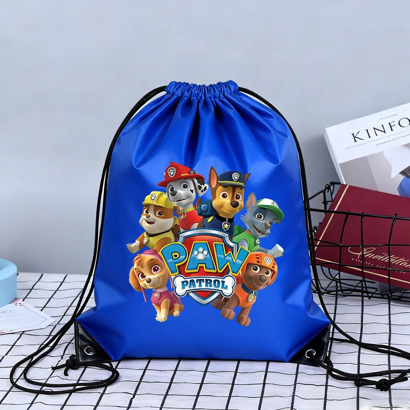 Paw Patrol Drawstring Bags Anime Chase Bundle Pockets Cartoon Portable Polyester Storage Pouches Boys Girls Shoulders Bag Gift
