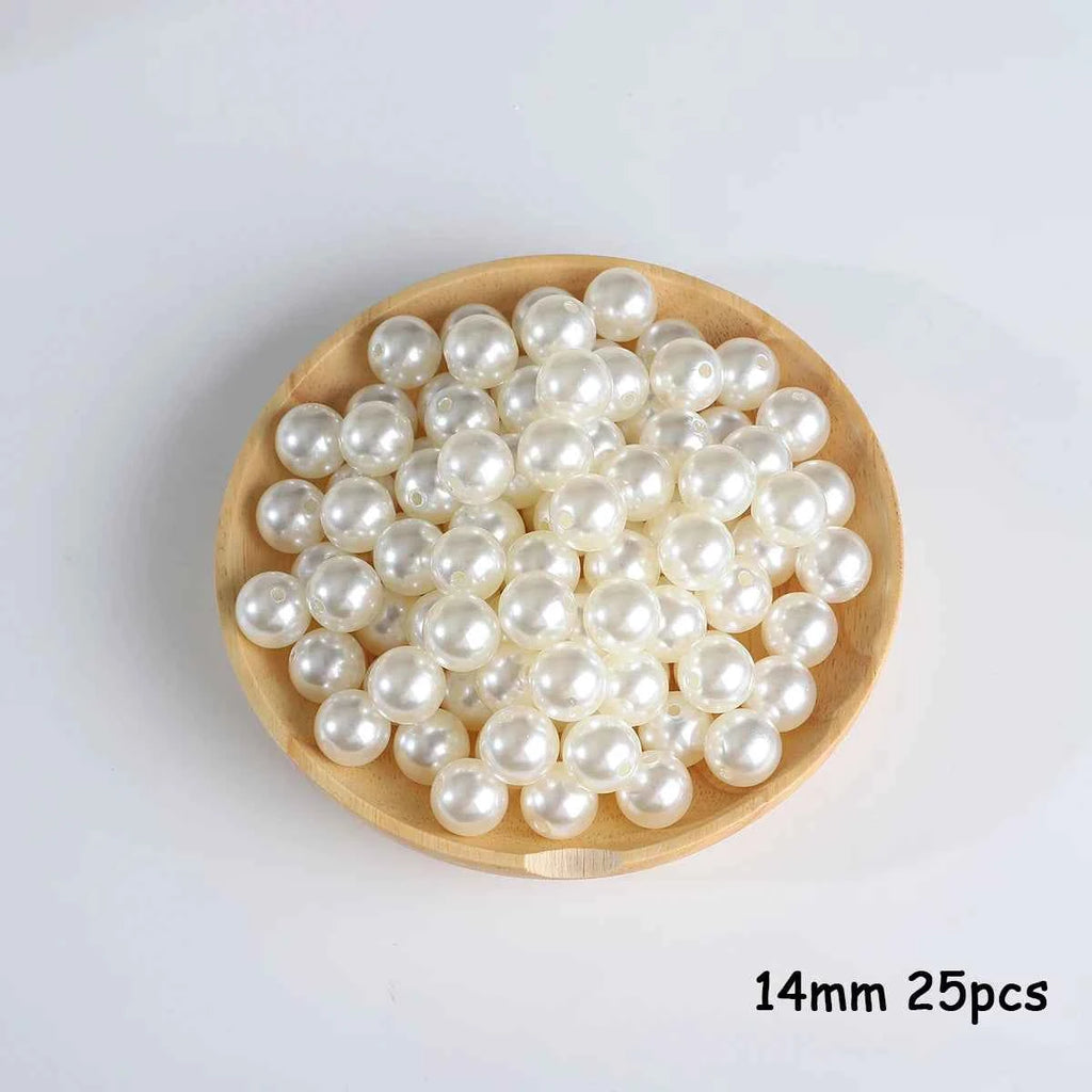 3-20mm 10-1000pcs straight hole ABS imitation pearl beige white bracelet with round beads for DIY craft jewelry making products