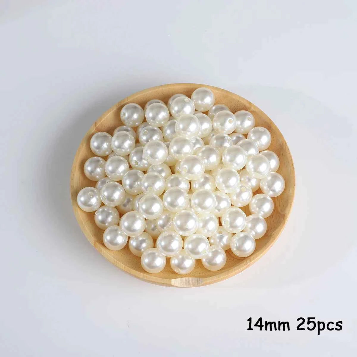3-20mm 10-1000pcs straight hole ABS imitation pearl beige white bracelet with round beads for DIY craft jewelry making products