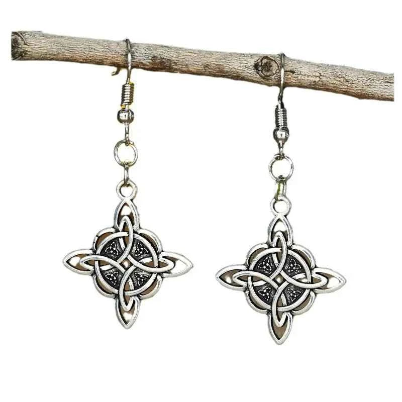 Vintage Witch Knot Earrings Magic Knot Pagan Wicca Symbol Earring for Men Women Celtic Knot Jewelry Gifts
