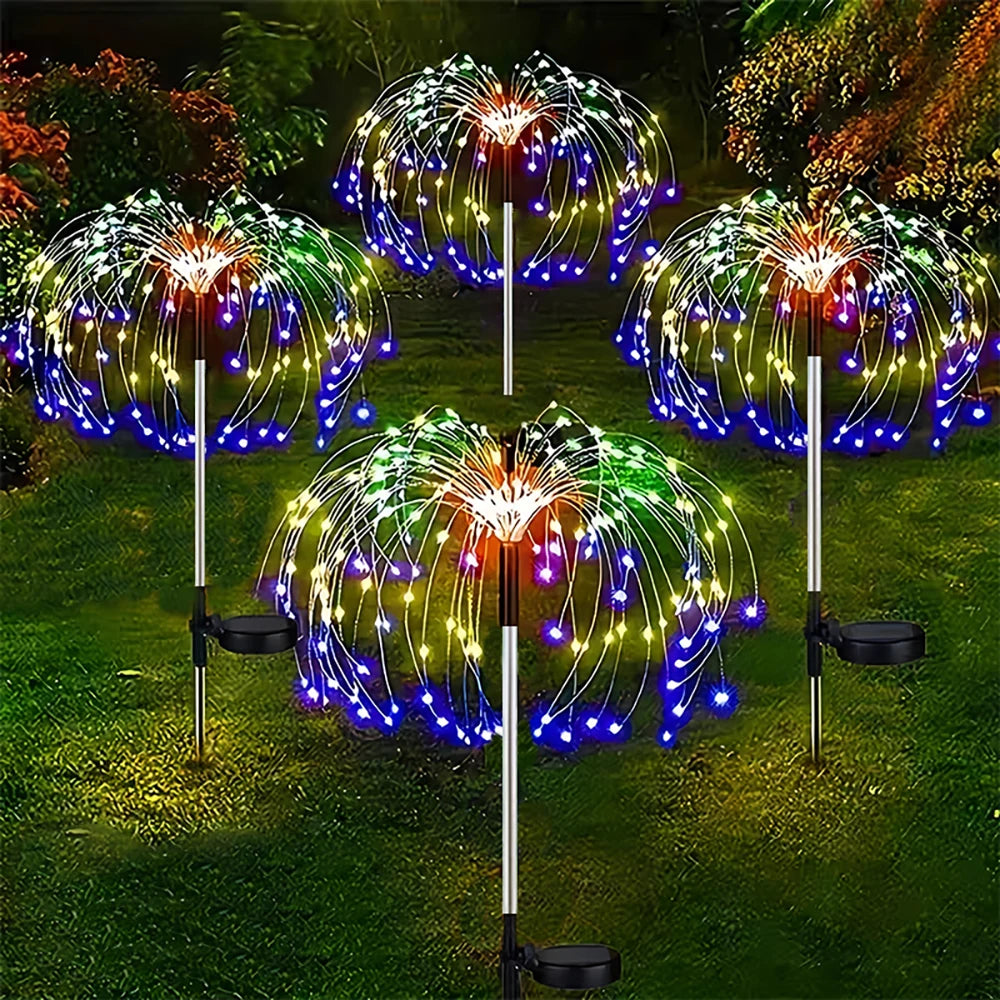 Solar Fireworks Lights ,Outdoor Waterproof Solar Garden Lights ,8 Lighting Modes Solar Lamp for Christmas Wedding Yard Decor