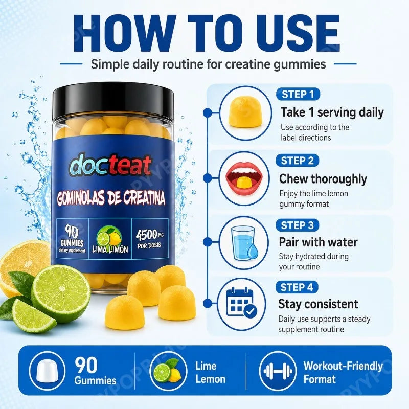 Creatine Monohydrate Gummies – Lime Lemon, 90 Count