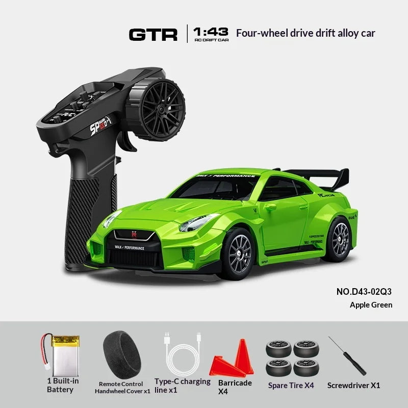 Mini Alloy RC Car 1:43 High-Speed Drifting Sports Car Boys Toy Four-Wheel Drive Simulation Race Car Remote Control Vehicle