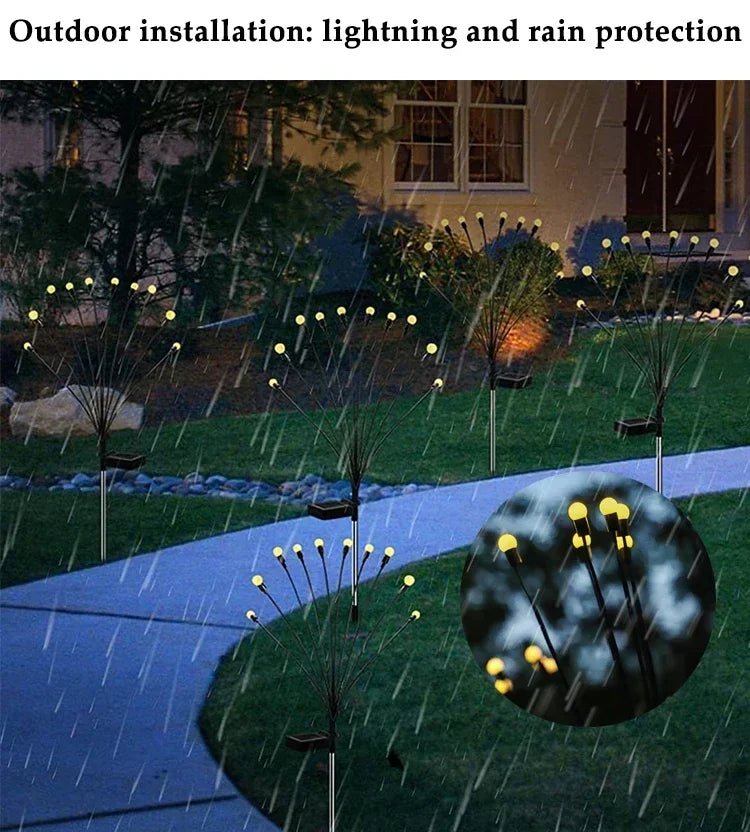 LED Solar Garden Lights Powered Firefly Lights Outdoor Waterproof Vibrant Garden Lights for Patio Pathway Christmas Decoration