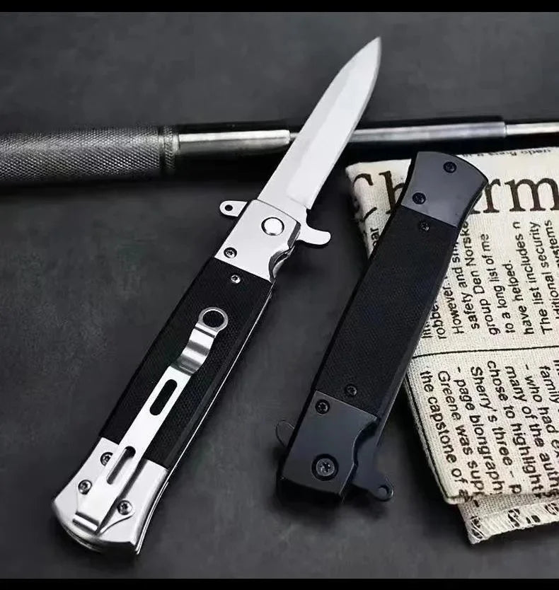 Portable sharp folding knife for outdoor use, stainless steel high-hardness tactical knife for the wild, self-defense knife