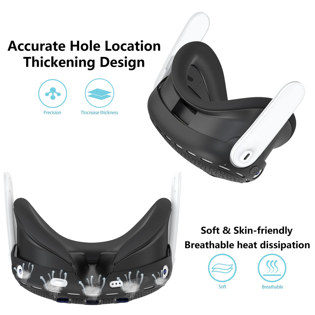 For Meta Quest 3 Silicone Protective Shell 7 IN 1 Set Controller Grip Cover Tempered Glass Film Face Case Lens Cap VR Accessory