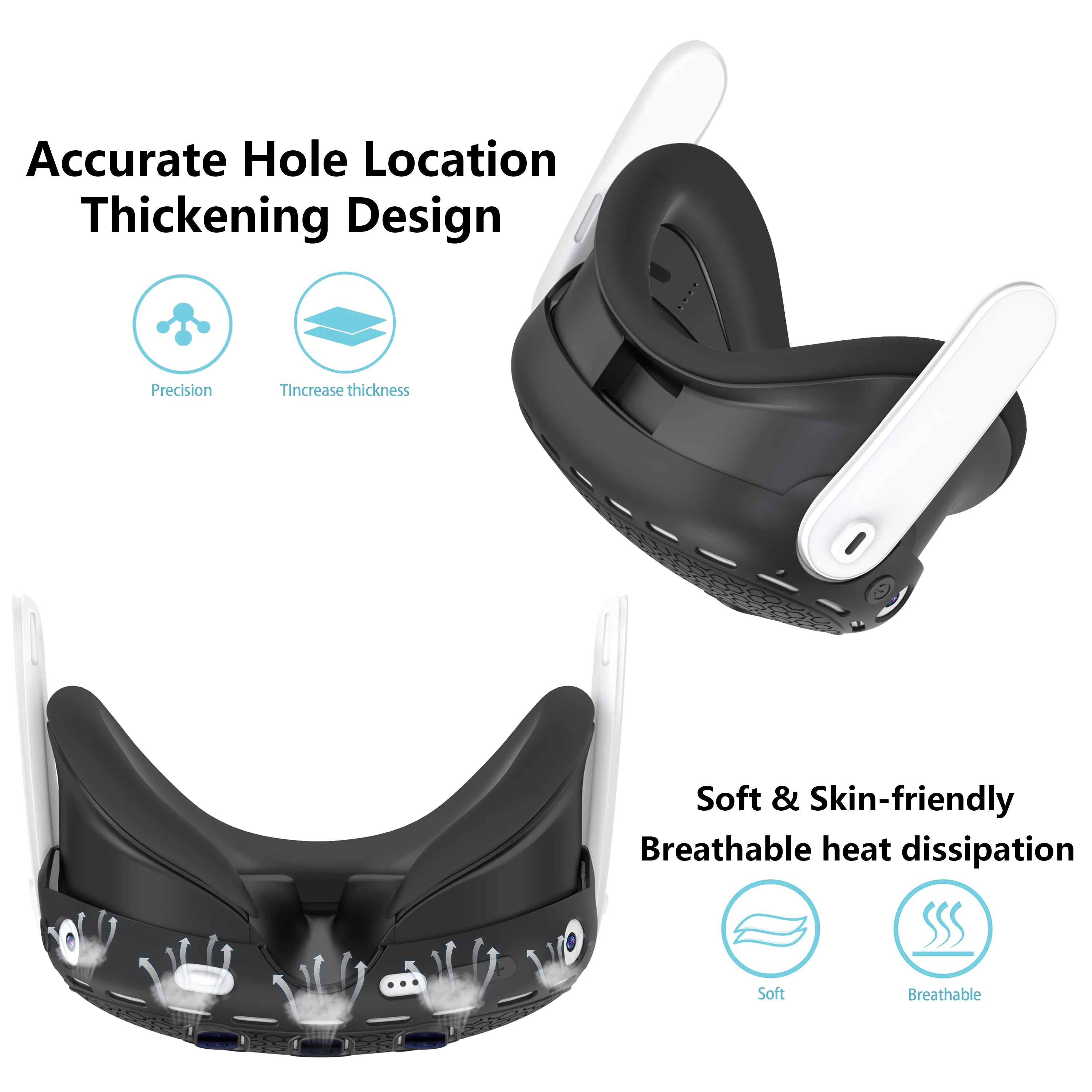 For Meta Quest 3 Silicone Protective Shell 7 IN 1 Set Controller Grip Cover Tempered Glass Film Face Case Lens Cap VR Accessory