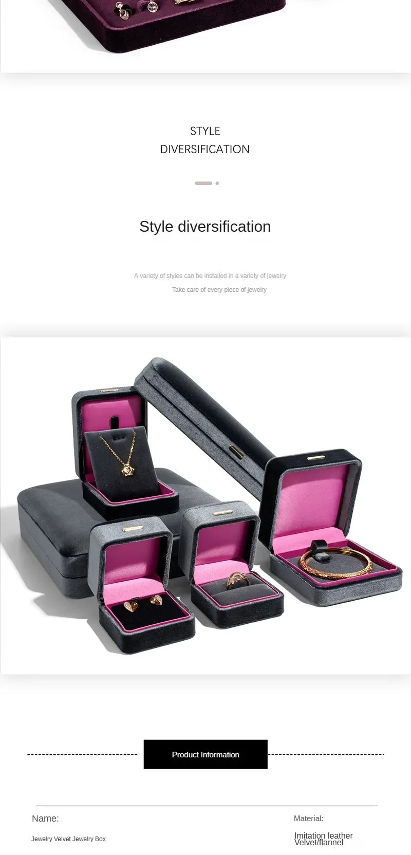 High Grade Retro Velvet Jewelry Organizer Box Ring Earrings Bracelet Necklace Storage Gift Jewelry Packaging Case