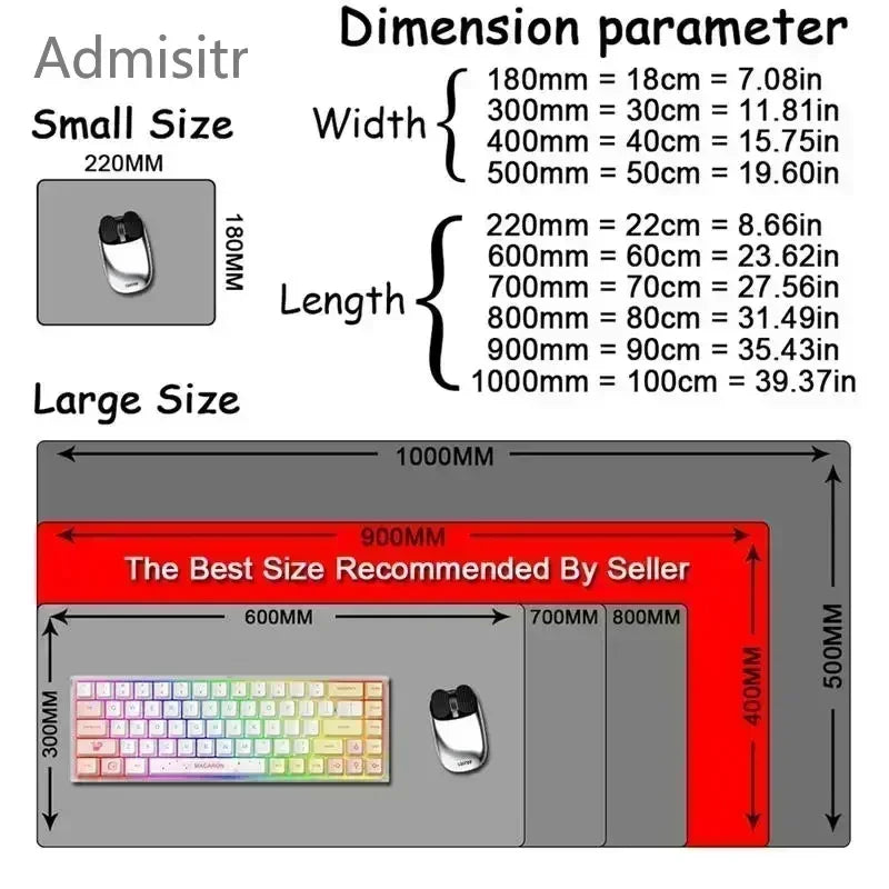 Pure Black Mousepad Large Gaming Solid Color Mouse Pad Natural Rubber Waterproof Keyboard Big Mouse Mat Anti-slip Keyboard Mat