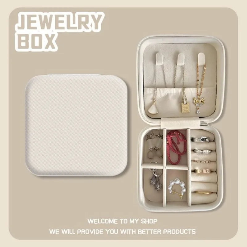 Portable Mini Jewelry Storage Box Travel Organizer Jewelry Case Leather Storage Earrings Necklace Ring Jewelry Organizer Display