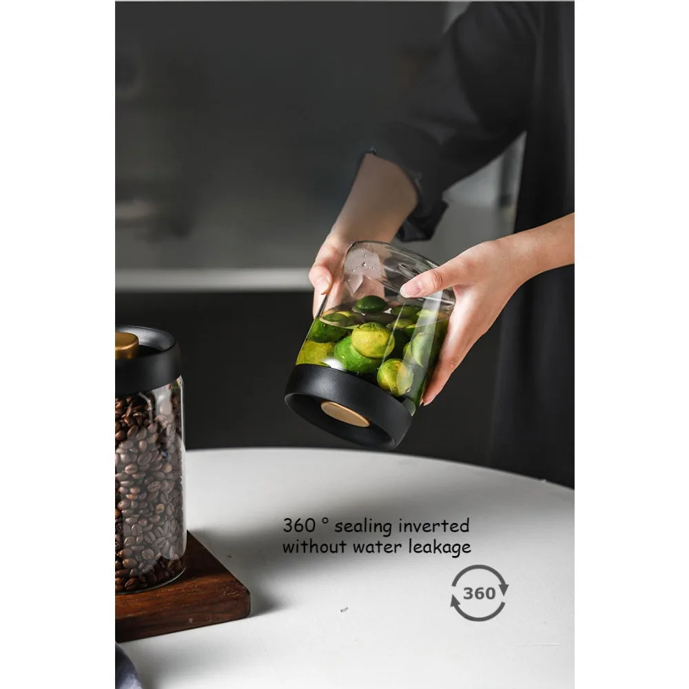 Economic 500ml Vacuum Sealed Jug Coffee Beans Glass Airtight Canister Food Grains Candy Keep Fresh Storage Kitchen Accessories
