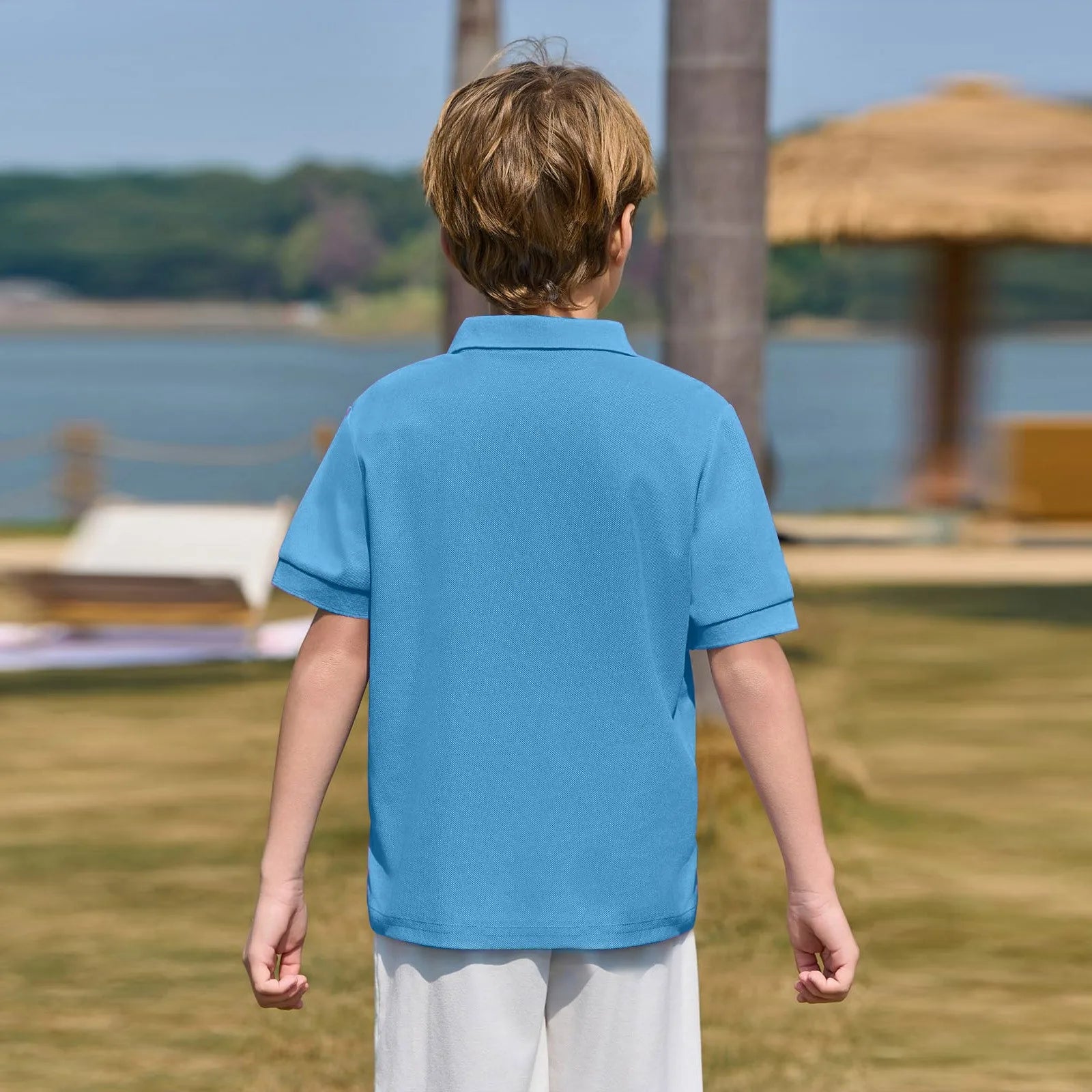 Polo Shirts Kids Basic Simple School Student Uniforms Class Uniforms Cultural Shirts Quick-Drying Turn-Down Collar for 6-11years