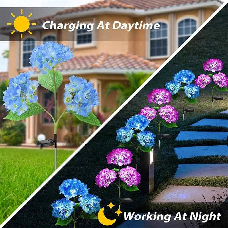Solar Lights Outdoor Garden Light Waterproof Solar Garden Lights with Hydrangea Flower Lights LED Solar Powered Landscape Lights