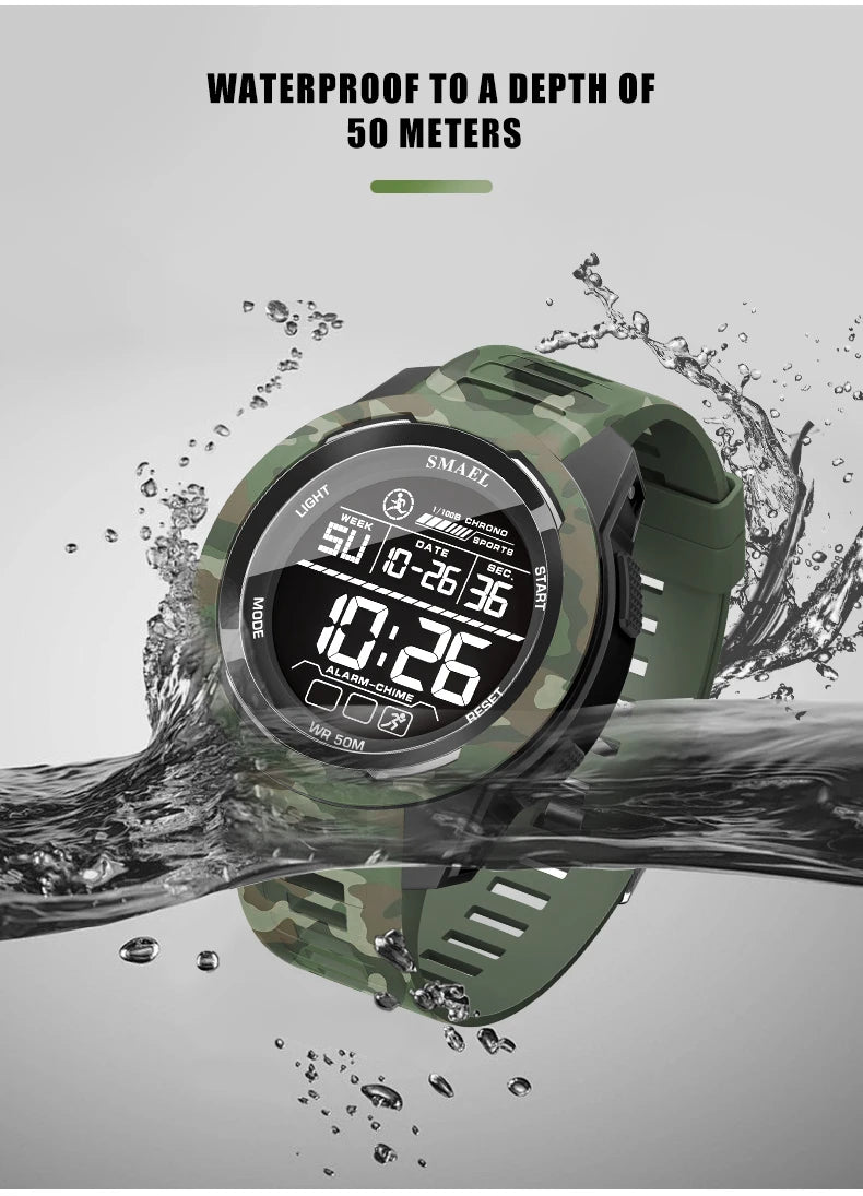 New SMAEL 8105 Watches Camo Strap Military Sport Watch for Men Clock Fashion Digital Wristwatch Waterproof Shockproof Watches
