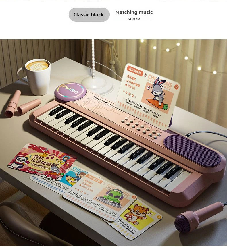 Kids Electric Piano 37 Baby Keyboard with Microphone Singing Songs Development Educational Toy Musical Instrument Games Children