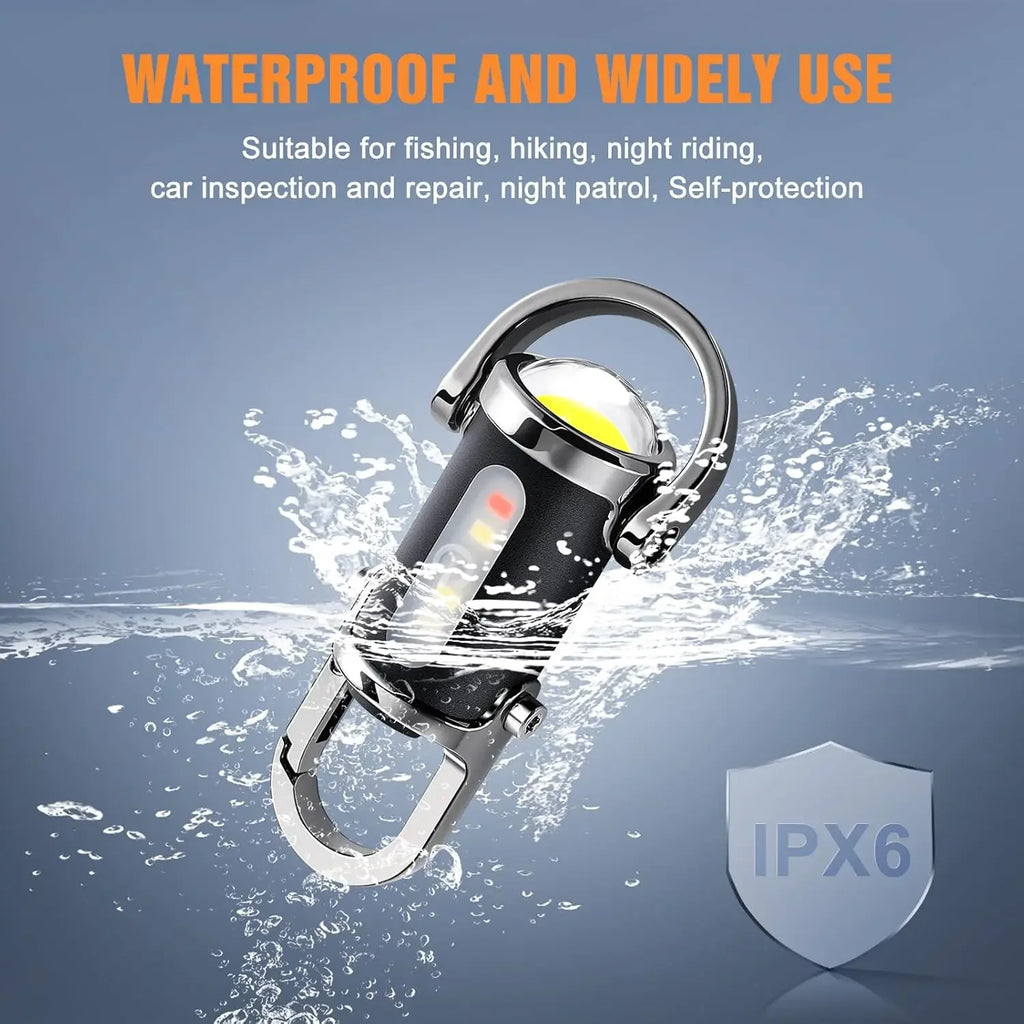 Powerful COB LED Flashlight Keychain USB Rechargeable Hanging Portable Flashlight Waterproof Keyring Camping Walking Pocket Lamp