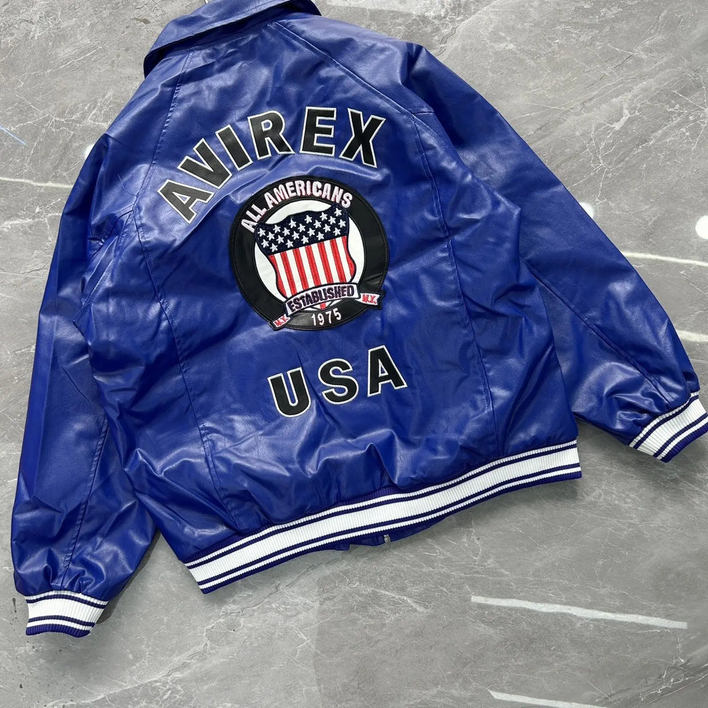 High street trendy brand handsome leather jackets retro motorcycle style pilot jacket casual baseball jacket uniform coats men