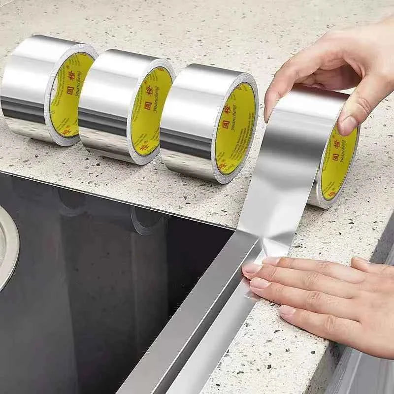 High Temperature Resistance Aluminum Foil Tape Kitchen Pipe Repair Tape Adhesive Sealing Foil Heat Insulation Leak Proof  2030