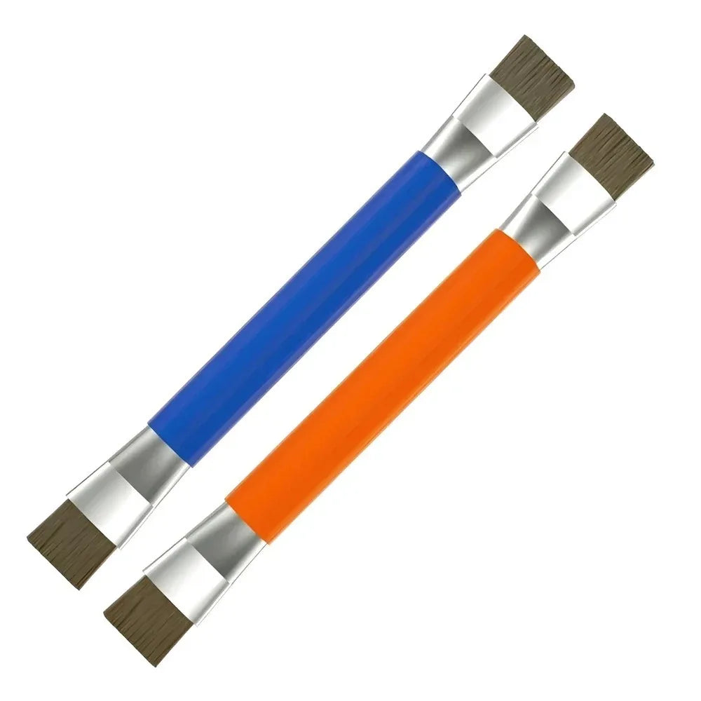 Safe double-ended brush circuit board repair for integrated circuit chips, cleaning of mobile phone/computer motherboards