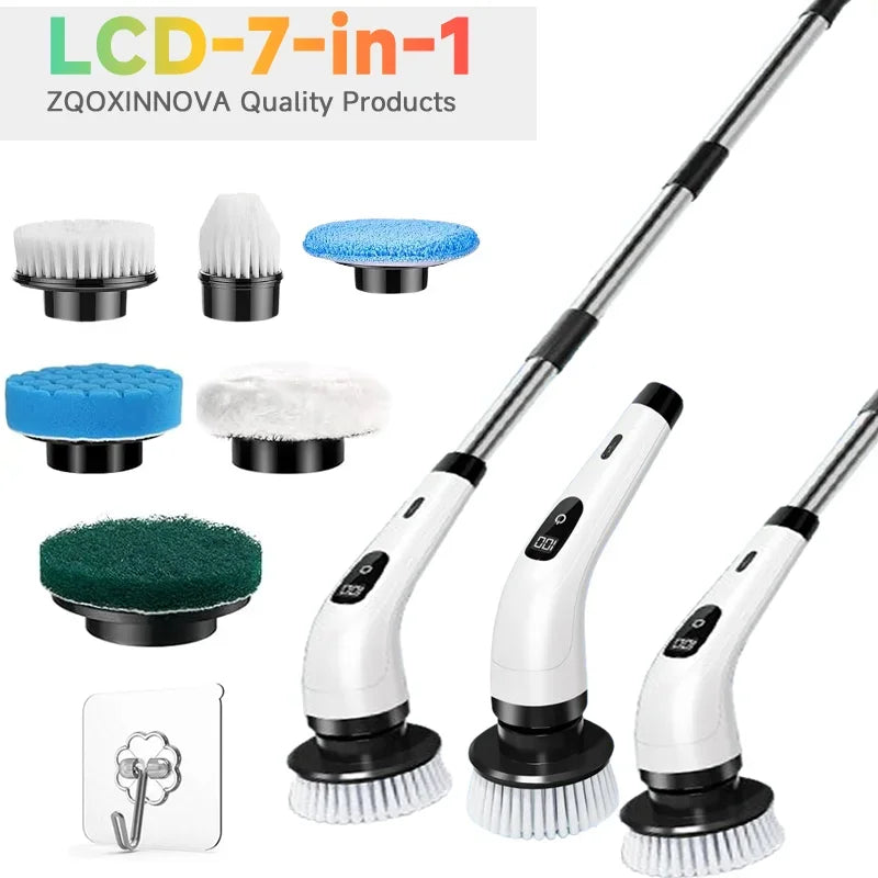 Electric Cleaning Brush Electric Spin Scrubber 7 in 1 Cleaning Tool For Kitchen/Bathroom/Living Room Household Hair Brushes
