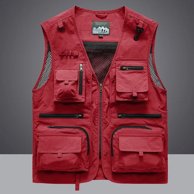 14 Pockets Summer New Men US Tactical Hiking Fishing Vest Mens Photographer Waistcoat Mesh Cargo Sleeveless Jacket Tool Vest 7XL